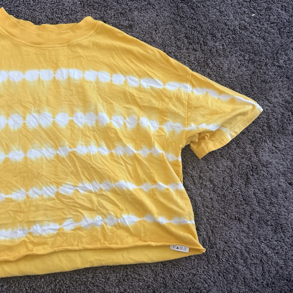 Calvin Klein Collection Yellow and White Tie-Dye Tee